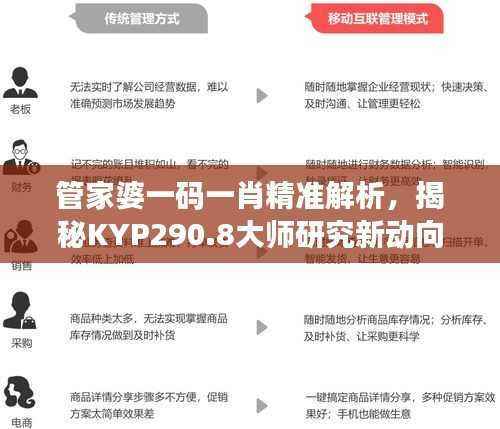管家婆一码一肖精准解析,揭秘KYP290.8大师研究新动向
