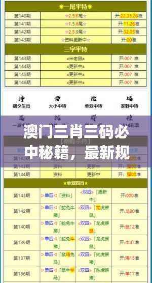 澳门三肖三码必中秘籍,最新规则解析_BPC300.84高效版