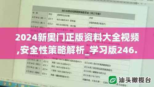 2024新奥门正版资料大全视频,安全性策略解析_学习版246.36