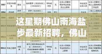 佛山南海盐步最新招聘现象深度解析与个人观点分享
