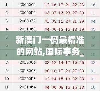 新澳门一码最精准的网站,国际事务_地仙QJV635.3