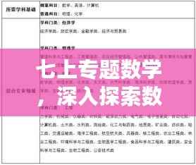 七上专题数学,深入探索数学奥秘与应用领域