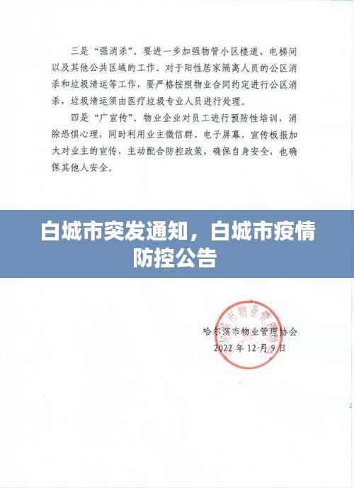 白城市突发通知,白城市疫情防控公告