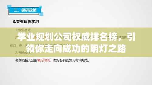 学业规划公司权威排名榜,引领你走向成功的明灯之路