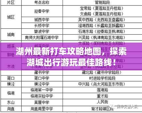 湖州最新打车攻略地图，探索湖城出行游玩最佳路线！